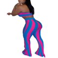 thumbnail image 2 of Women Summer Stripe Off Shoulder Tube Tops Bell-bottomed Pants, 2 of 6