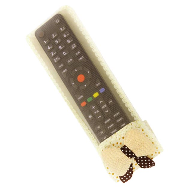 Protecteur de Télécommande de Climatiseur TV Anti-Poussière avec Nœud Décoratif, Housse en Tissu Dentelle