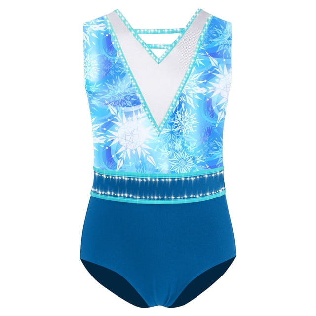 TSSOE Gymnastics Leotards for Girls Rhinestone Ballet Unitard One-Piece Sparkly Biketards Sport Activewear Snowflake 10
