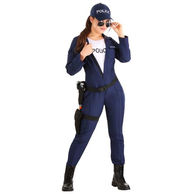 FUN Costumes Women's Tactical Cop Jumpsuit, Navy