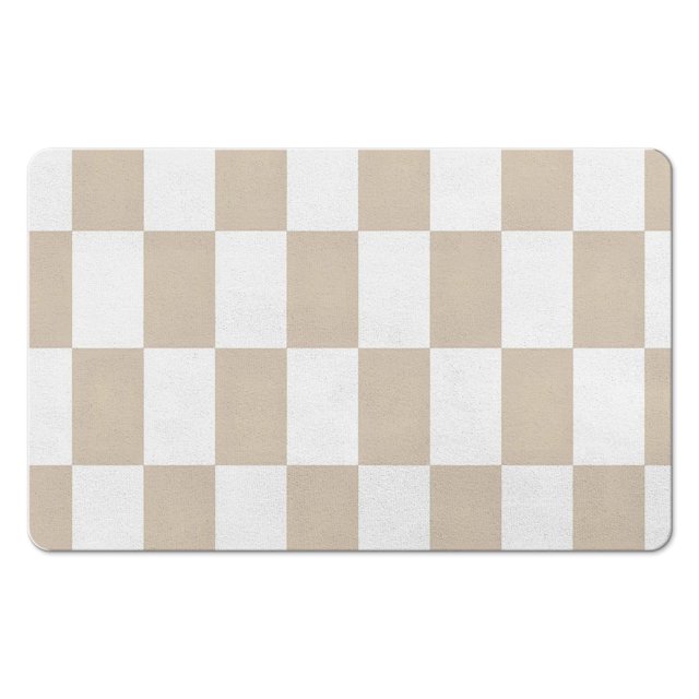 Checkered Bathroom Rug Runner, Luxurious and Long (20x32in): Non-Slip, Super Absorbent, Large Bath Mat, Soft Microfiber, Machine Washable, Perfect for Bathroom, Bathtub, Hallway