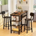 thumbnail image 2 of Lamerge Bar Dining Table Set for 2, 3 Piece Bar Table and Chairs Set, Kitchen Counter Height Dining Table Set, Small Kitchen Bar Table with Storage, Breakfast Nook Set for Small Space, Rustic Brown, 2 of 9