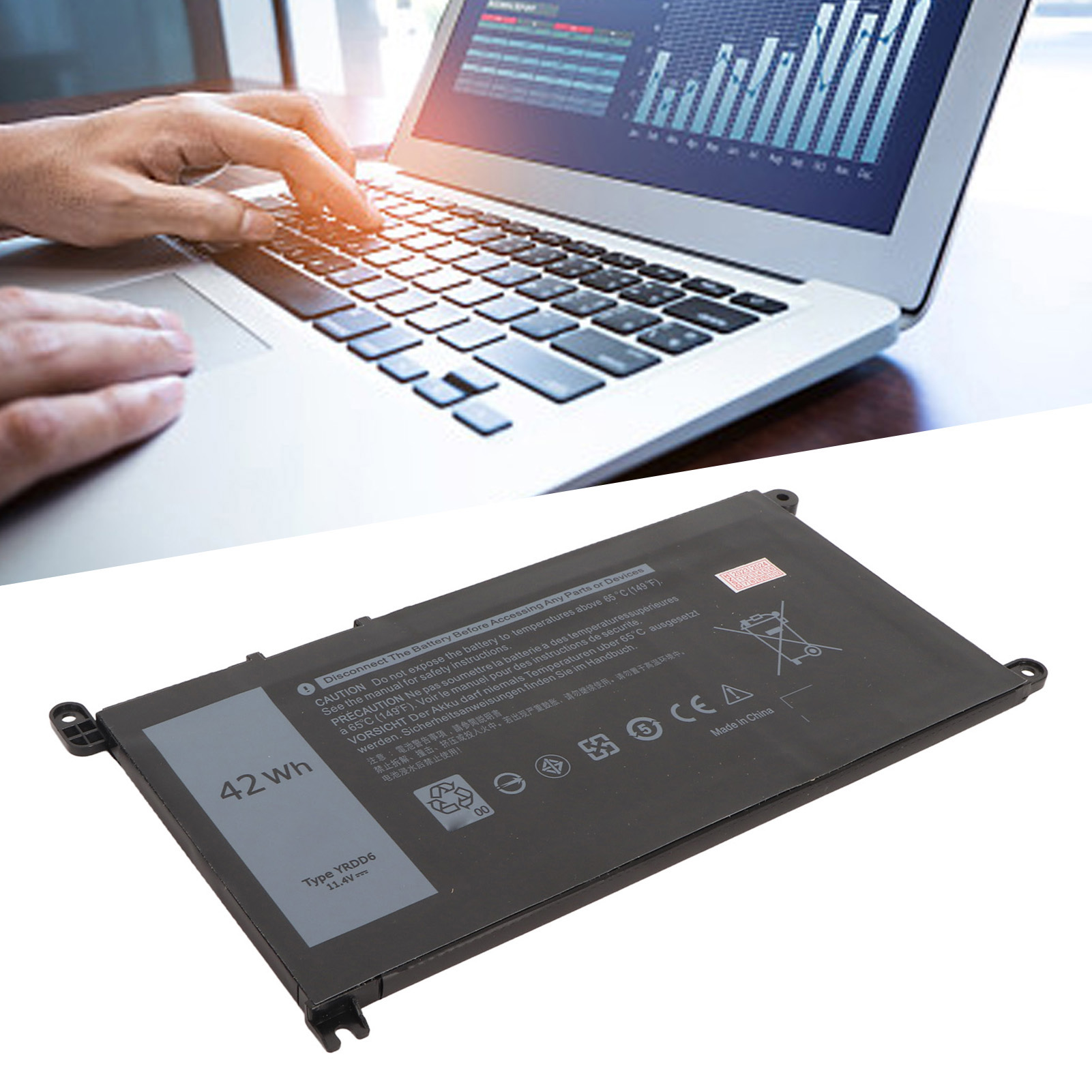 PC Battery, YRDD6 Easy Installation Quick Charging Laptop Battery  For 5481 5581 5490 5590 3491