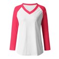 thumbnail image 4 of FAIWAD Women’s Color Block Tunic Top Long Sleeve Patchwork V Neck Plus Size Pullover Top, 4 of 4