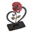 thumbnail image 2 of Valentine's Day Rose Iron Sculpture with Heart-Shaped Bracket 8.5 in Tall Powder-Coated Red Metal Rose Gift, 2 of 2