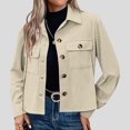 thumbnail image 2 of Timegard Button down Shirts for Women Cropped Long Sleeve Jackets Fall Solid Color Casual Loose Tops, 2 of 7