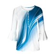 thumbnail image 4 of T-Shirt à Manches Courtes Imprimé Floral Top Dames Bleu L, 4 of 5
