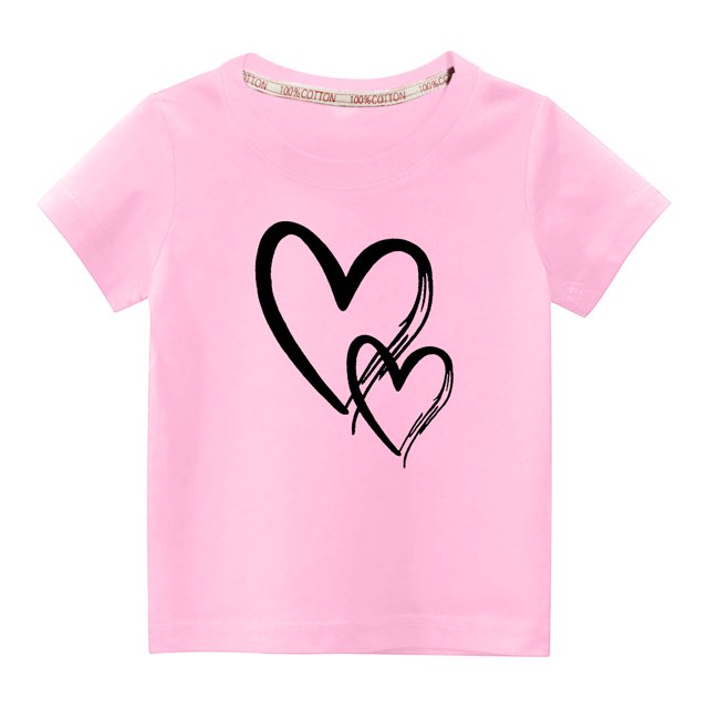 MeetoTime T-shirt en Coton pour Tout-Petits Enfants Garçons Filles Col Rond Saint-Valentin Imprimé Manches Courtes Haut Tee 3-10 Ans