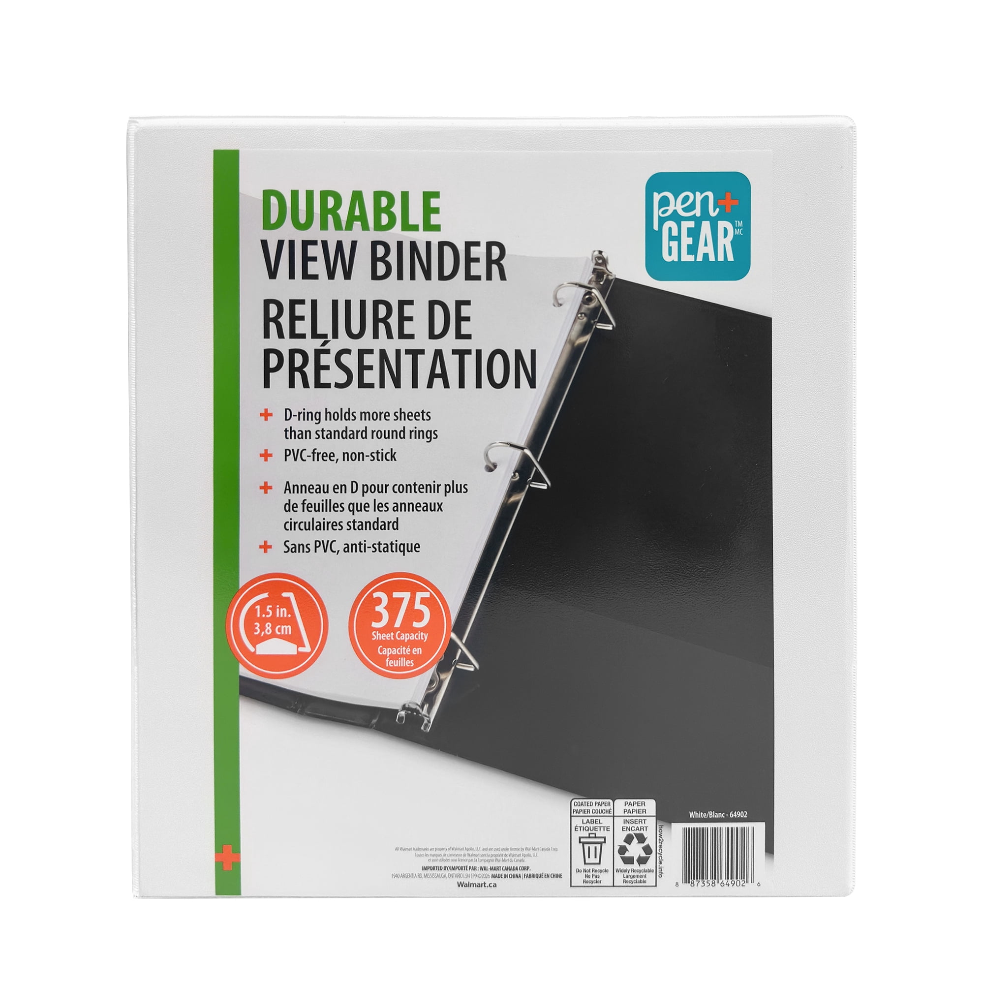Pen+Gear Durable View 1.5" Binder White