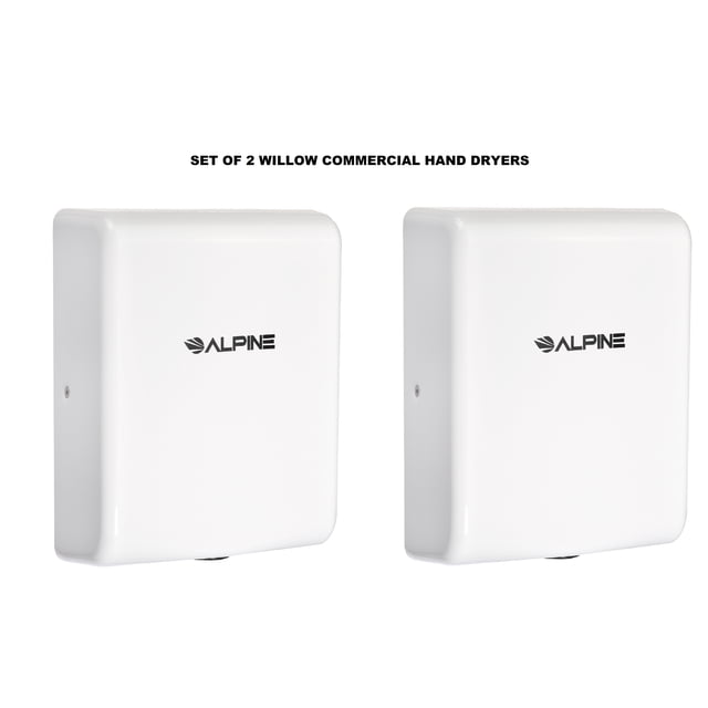 Alpine Industries Willow Commercial White High Speed Automatic Electric Hand Dryer 2 Pack