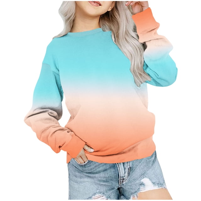 Yuyuzo Chandails en Molleton pour Filles Col Rond Manches Longues Décontracté Confortable Bloc de Couleur Pull d'Automne