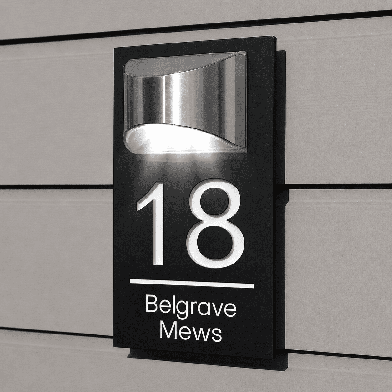 Personalized Solar House Number Plaques with Light Custom Front Door ...