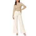 thumbnail image 2 of INSPIRE CHIC Women's Mock Neck Lace Button Up Ruffled Long Sleeve Shirt Blouse Khaki L, 2 of 4