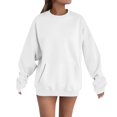 thumbnail image 1 of Breezora Chandail à Capuchon à Poche Surdimensionné pour Femmes, Col Rond, Chandail Décontracté Confortable, Taille P, Blanc, 1 of 5