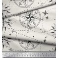 thumbnail image 3 of Soimoi White Moss Georgette Fabric Direction Compass Nautical Print Fabric by Yard 42 Inch Wide, 3 of 5