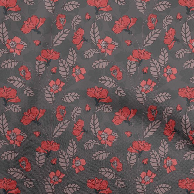 oneOone Tissu Jersey Coton Rouge Floral Rétro pour Couture Tissu Imprimé au Mètre 58 Pouces de Large