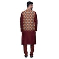 thumbnail image 3 of Atasi Kurta Pyjama Traditionnel Uni à Col Mandarin avec Ensemble de Veste Imprimée, 3 of 3