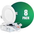 thumbnail image 1 of QPLUS 4Inch LED Recessed Slim Pot Light with Junction Box, 10W (=75W), 750 Lumens, Dimmable, IC Rated, ETL, Energy Star (5000K, 8 Pack), 1 of 5