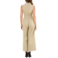 thumbnail image 3 of Unique Bargains Women's Sleeveless Button Front Jumpsuit, Khaki, 3 of 6