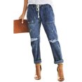 thumbnail image 1 of Joggeur en Denim Bleu Foncé pour Femmes avec Poches, Rond et Froncé, 1 of 10