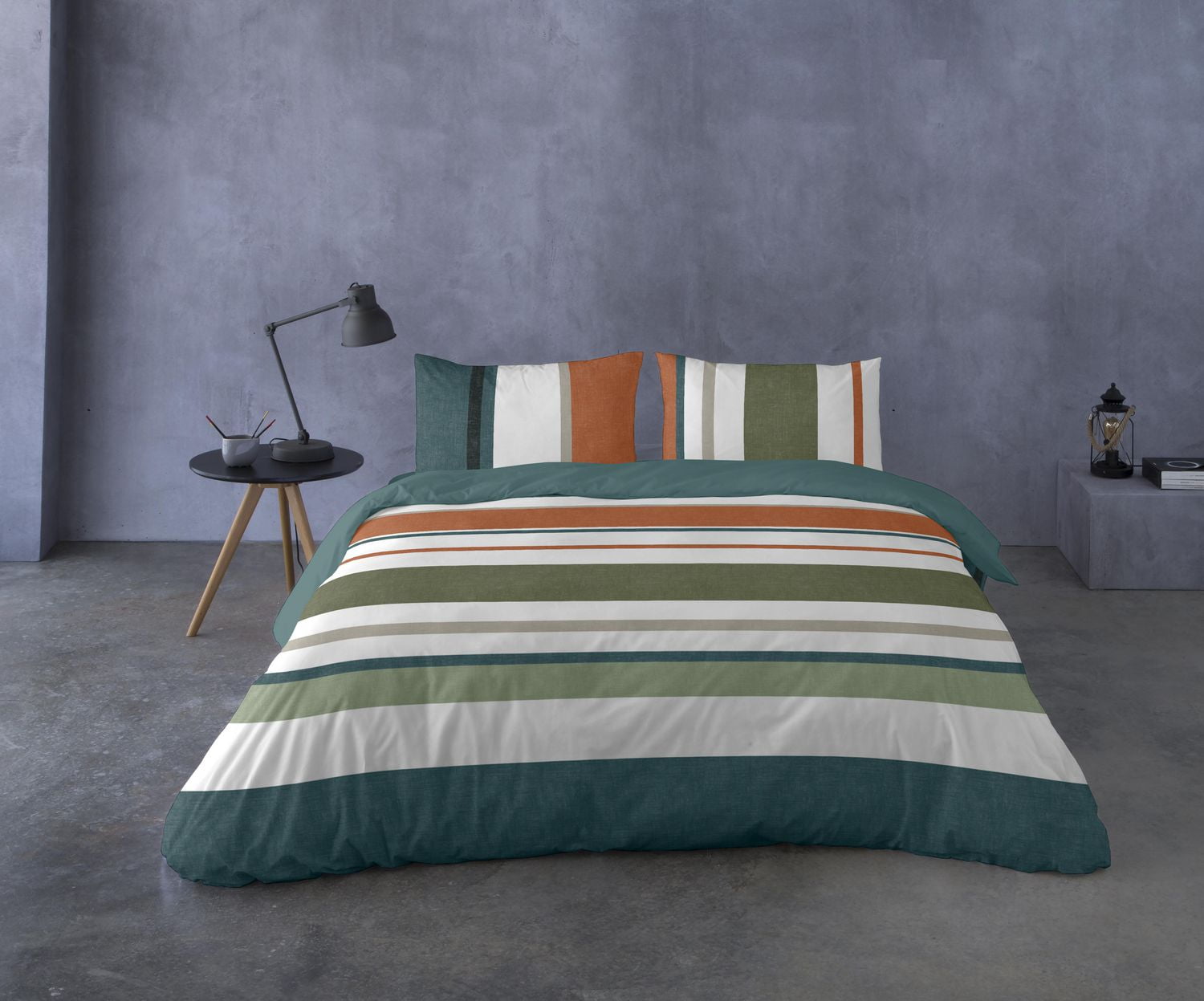 Ensemble de housse de couette 3 pièces Travis de Gouchee Home – Literie moderne à rayures, coton réversible bleu sarcelle