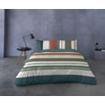 thumbnail image 2 of Ensemble de housse de couette 3 pièces Travis de Gouchee Home – Literie moderne à rayures, coton réversible bleu sarcelle, 2 of 2