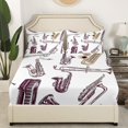 thumbnail image 3 of Saxophone Instrument King Sheets Retro Jazz Music Bed Sheets Set,Boys Girls Modern Mucical Notes Sheet Set Vintage Piano Tromebone Pattern Flat Fitted Sheet, 3 of 7