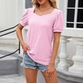 thumbnail image 1 of AherBiu T-Shirts pour Femmes Coupe Ample Été Chandails Confortables Mode Décontracté T-Shirt Extensible Confortable Blouses Tendance 2025, 1 of 8