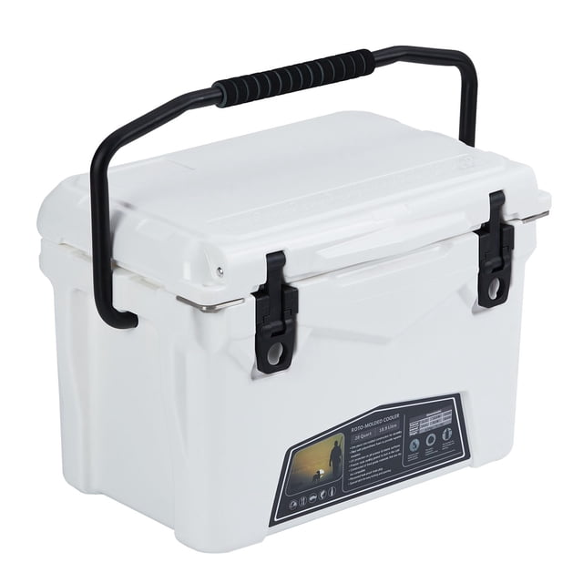 QinaQin Glacière de Camping Robuste de 20 Pintes avec Roues, Boîte Glacière Portative à Roulettes avec Couvercle Verrouillable et Rétention de Glace de 5 Jours