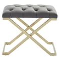 thumbnail image 1 of Contemporary Velvet & Stainless Steel Bench in Grey & Gold, 1 of 6