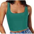 thumbnail image 2 of Timegard Womens Camis Tops Ribbed Square Neck Sleeveless Crop Top Solid Color Casual Going out Tank Top, 2 of 6