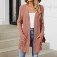 thumbnail image 2 of cfhntfmh Womens Casual Cardigan Ribbed Knit Open Front Long Cardigans Lounge Long Sleeve Sweater Outwear with Pockets, 2 of 4