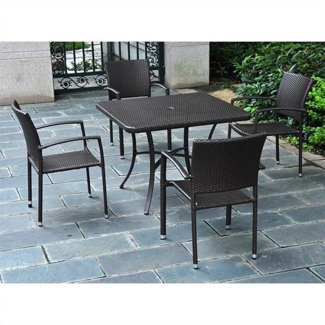 International Caravan Barcelona Patio Dining Chair In Black (Set of 4)