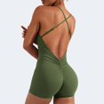 thumbnail image 3 of Femmes Dos Nu Ventre Contrôle Combinaisons Taille Haute Entraînement Combinaisons Sans Manches V Dos Scrunch Yoga Rompers, 3 of 8