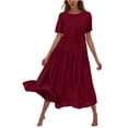thumbnail image 3 of Sentmoon Robes de Tennis pour Femmes à Manches Courtes à Col Rond Robe Femme 2026 Été Couleur Unie Coupe Régulière Respirante Vacances Robe Bohème pour Femmes pour le Quotidien et les Déplacements Bourgogne TTG, 3 of 7