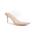thumbnail image 1 of BLISSFUL STEP Women's Clear Slide Stiletto Heels Open Toe Slip On Sandals Beige 10, 1 of 8