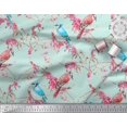 thumbnail image 3 of Soimoi Green polyester Crepe Fabric Red Berries & Bulbul Bird Decor Fabric Printed Yard 42 Inch Wide, 3 of 3