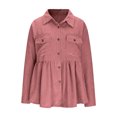 thumbnail image 3 of LIaqionyy Womens Corduroy Jacket Shackets Long Sleeve Button down Shirts Oversized Casual Blouses Tops, 3 of 7