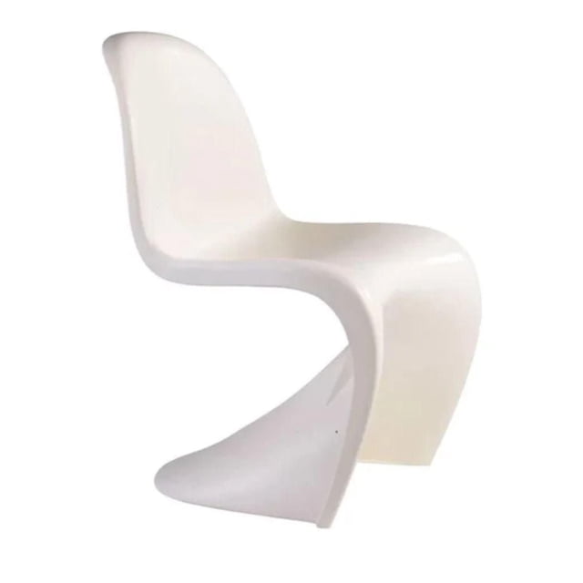 Heavenly Collection White Kids Chair with a smooth, S-shaped white plastic design, curved backrest and seat, stackable and easy to clean, suitable for indoor and outdoor kitchen and dining seating.