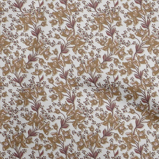 oneOone Silk Tabby Brown Fabric Florals Craft Projects Decor Fabric Printed By The Yard 42 Inch Wide