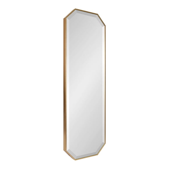Kate and Laurel Rhodes Modern Full Length Framed Octagon Wall Mirror, 16 x 48, Gold, Decorative Glam Geometric Wall Accent