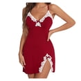 thumbnail image 1 of DPTALR Ladies' V-neck Side Slit Lace Jumpsuit Solid Erotic Lingerie Sets, 1 of 3