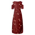 thumbnail image 4 of JULMCOMO Robes Grande Taille pour Femmes 5x Robe d'Été à Épaules Dénudées pour Invitée de Mariage Tendance à Imprimé Floral à Manches Courtes Col Ras du Cou Longue Robe Violet 5TG, 4 of 6