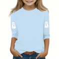 thumbnail image 2 of MKOSPLRT Chandails d'Halloween pour Enfants 3-12 Ans Garçons Filles T-Shirts Graphiques à Manches 3/4 Col Ras du Cou Coupe Ample Hauts Mignons Fantômes Citrouille T-Shirts, 2 of 4
