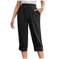 thumbnail image 1 of VEKDONE Womens Cotton Linen Capris Pants Black M, 1 of 9