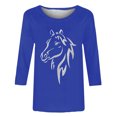 thumbnail image 3 of Baikeli Hauts pour Femmes Offres Hauts à Manches 3/4 pour Femmes Blouses Décontractées à Imprimé Animal d'Été Chandail Uni Ample T-Shirts à Col Rond pour Dames Hauts à Manches 3/4, 3 of 4