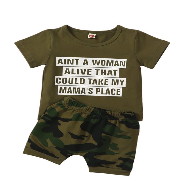 T-Shirt à Capuche Camouflage Bébé Été Short Élastique