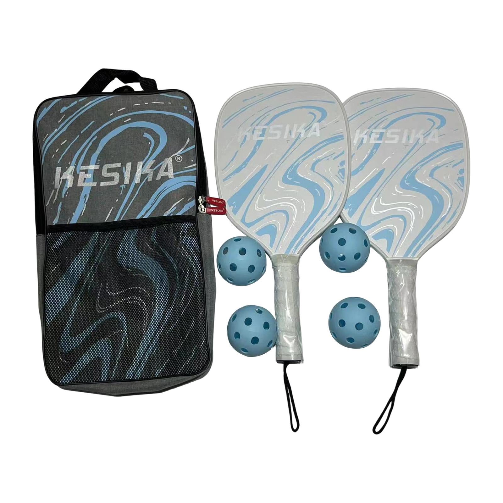 relayinert Ensemble de Raquettes de Pickleball 4 Balles et Raquettes Vertes Sac Prise Pickleball Confort Transport Bleu 41.5x20.5cm