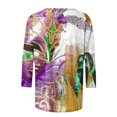 thumbnail image 5 of Penkiiy Blouse de Carnaval Manches 3/4 Chemise de Printemps Tee Quotidien Imprimé Masque Blouse Mardi Gras Col Rond 2024 Tee Tunique Habillée Multicolore, 5 of 5