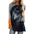 thumbnail image 2 of Costumes d'Halloween pour Femmes 2023 en Liquidation T-Shirt à Col Rond Oversize pour Femmes T T-Shirts à Imprimé d'Halloween T-Shirt à Manches Courtes Blouse Hauts, 2 of 5